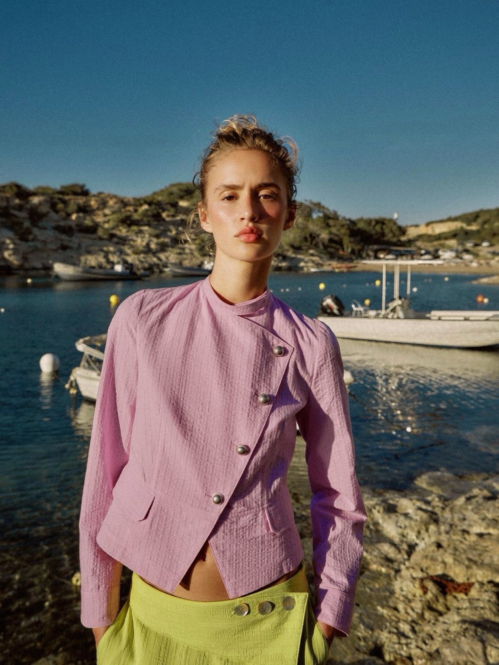 Zara Lavender Textured Asymmetric Button Jacket